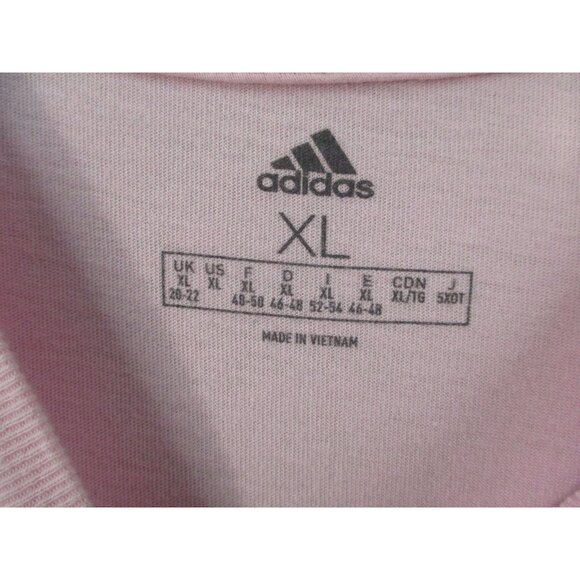 Adidas Soft Pink Floral Logo Graphic Tee Size XL Womens Casual Shirt - Picture 3 of 7